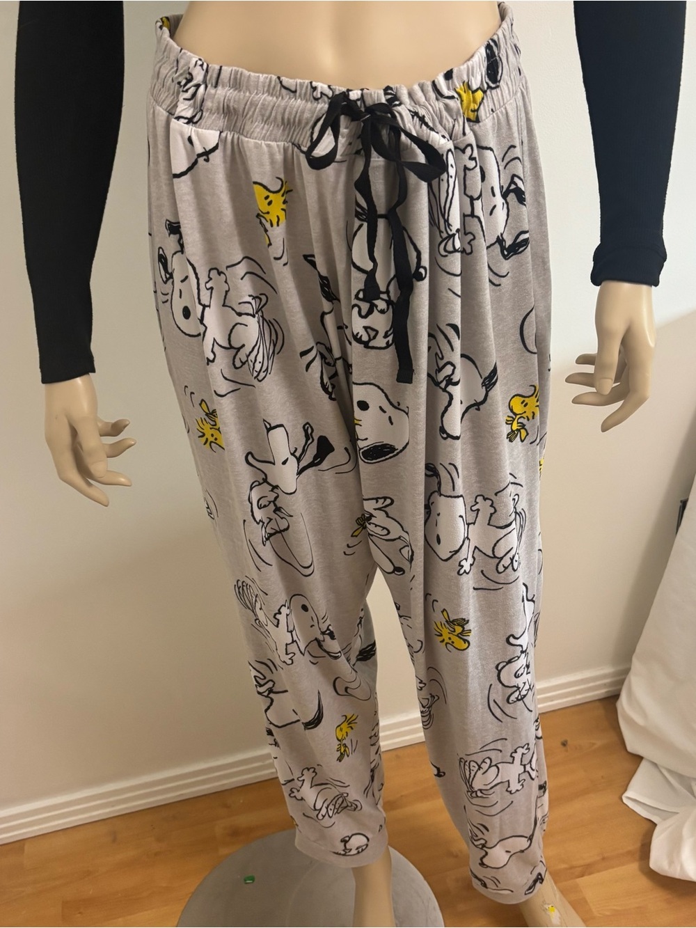 Peanuts Gray Snoopy & Woodstock Jogger Pyjama Pants Size XL